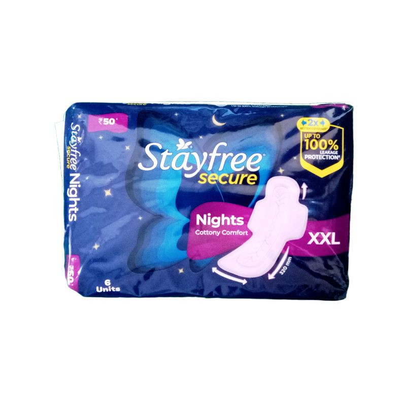 Stayfree Secure Nights Cottony Comfort Sanitary Pad XXL 6 N