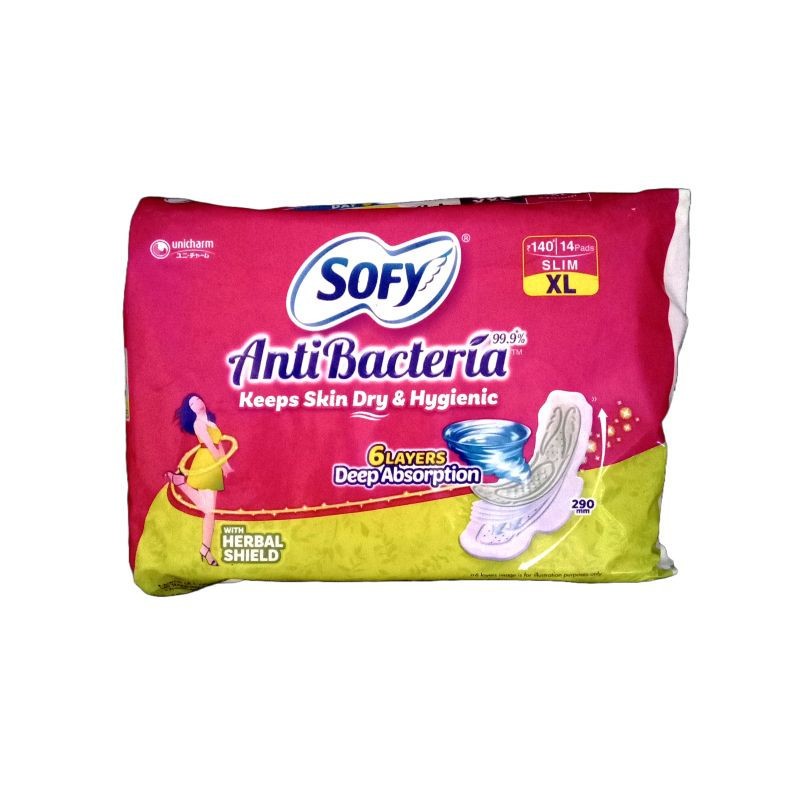 Sofy Anti Bacteria Slim Sanitary Pad XL 14 N