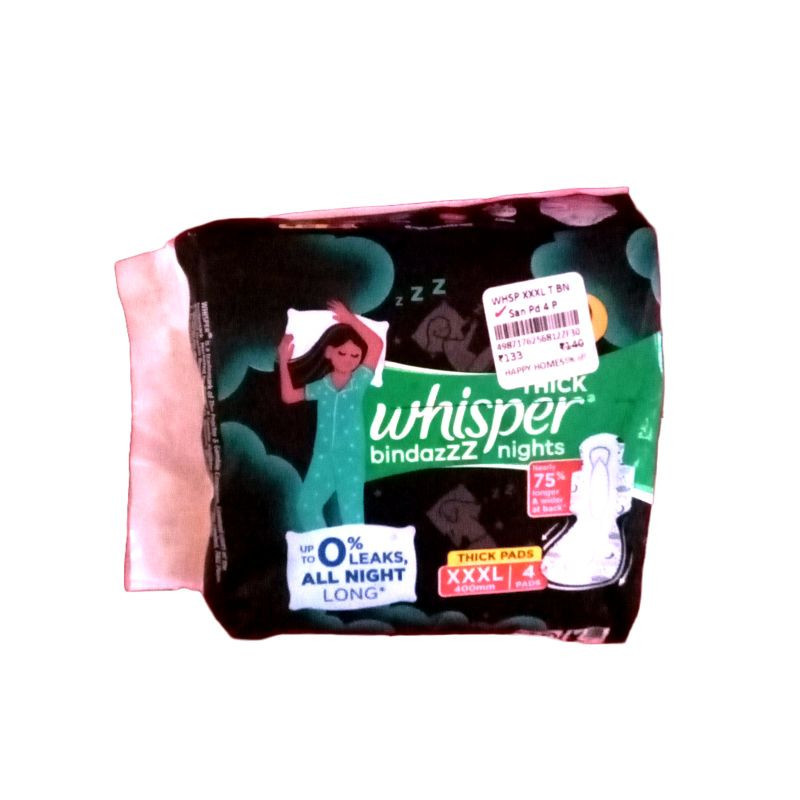 Whisper Bindaz Nights Thick Sanitary Pad XXXL 4 N