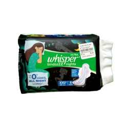 Whisper Bindaz Nights Ultra Sanitary Pad XXLP 6 N