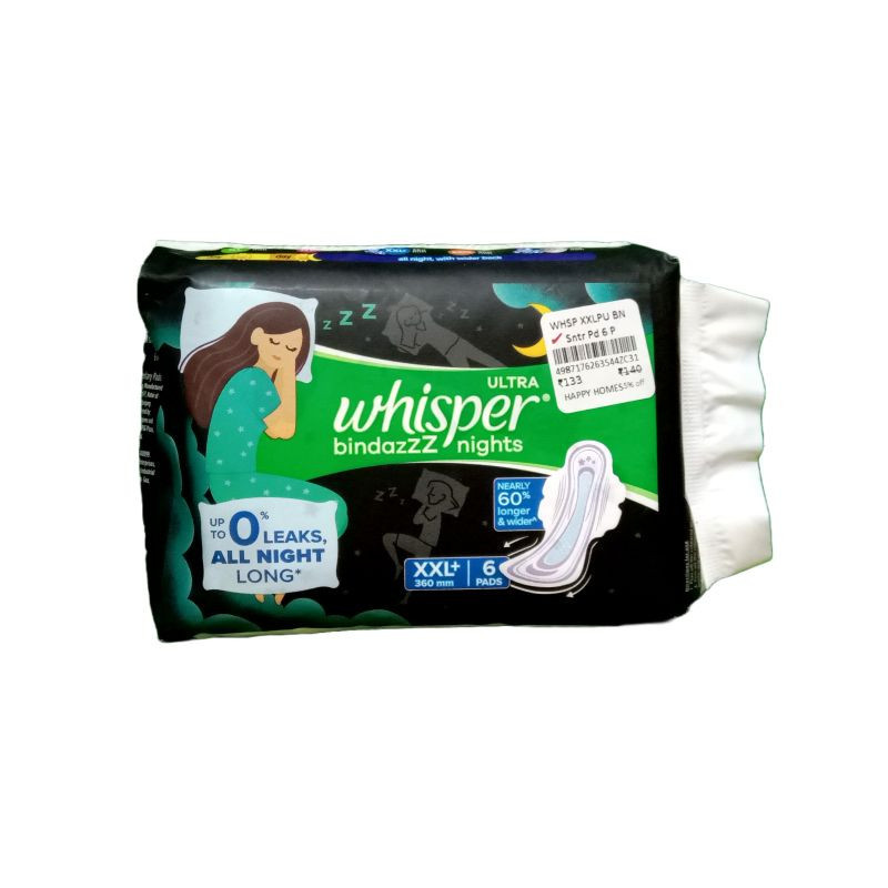Whisper Bindaz Nights Ultra Sanitary Pad XXLP 6 N