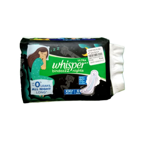 Whisper Bindaz Nights Ultra Sanitary Pad XXLP 6 N