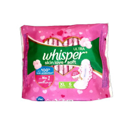 Whisper Skin Love Soft Ultra Sanitary Pad XL 6 N