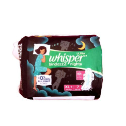 Whisper Bindaz Nights Ultra Sanitary Pad XLP 7 N