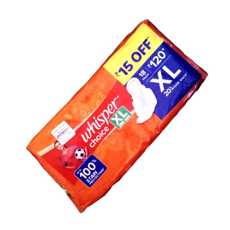 Whisper Choice Sanitary Pad XL 18 N