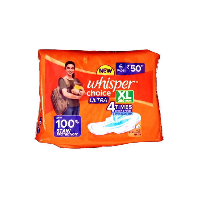 Whisper Choice Ultra Sanitary Pad XL 6 N